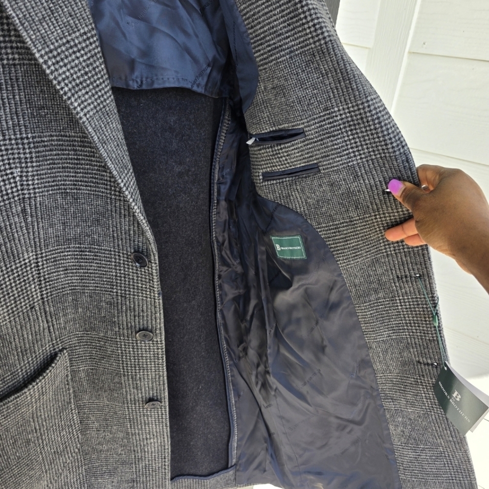$495 B by Brooks Brothers Men's Plaid Wool Double-Face Overcoat Jacket Size 42R - Picture 11 of 12